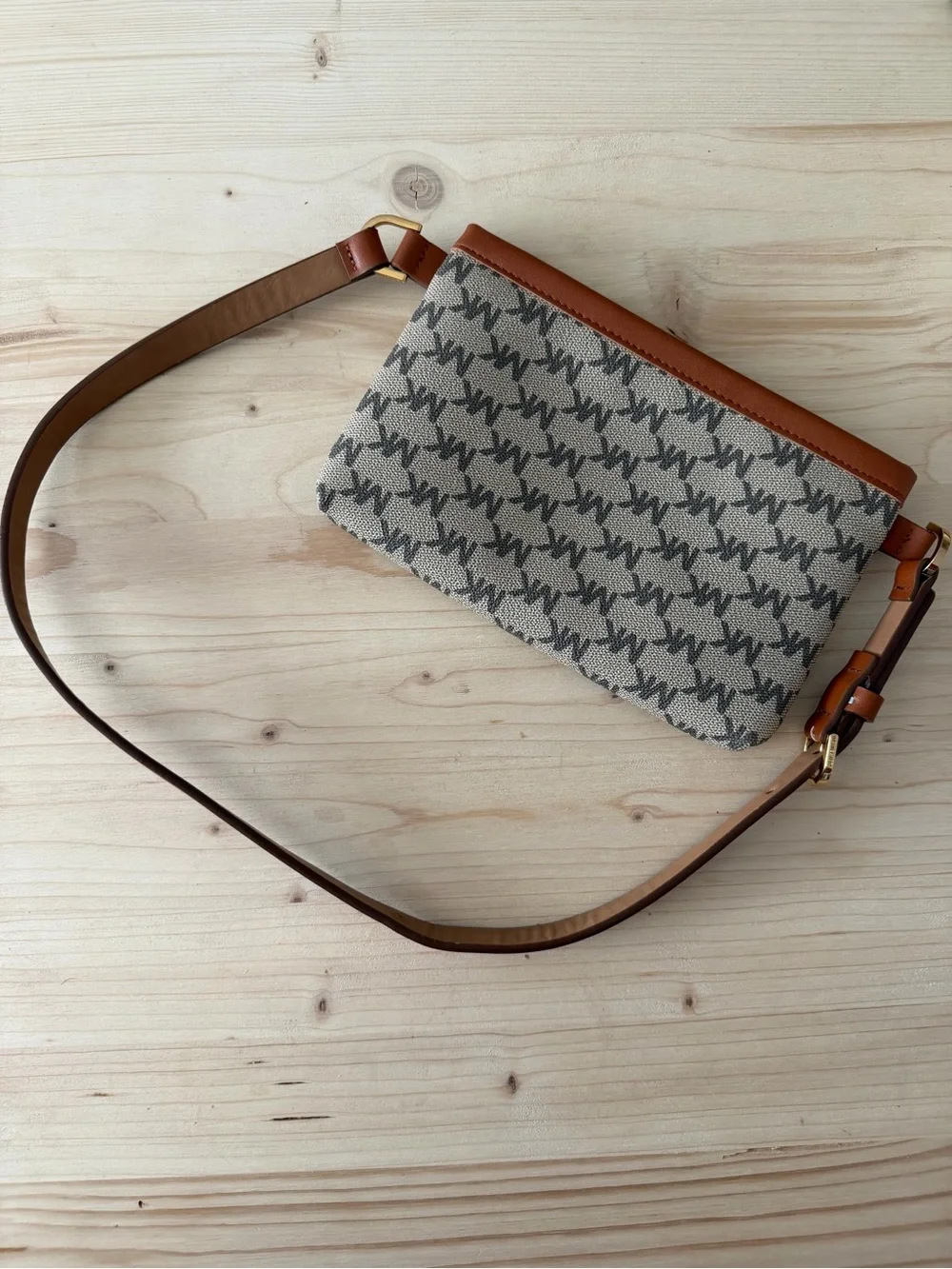 Michael Kors Tan & Gray Logo Belt Pouch